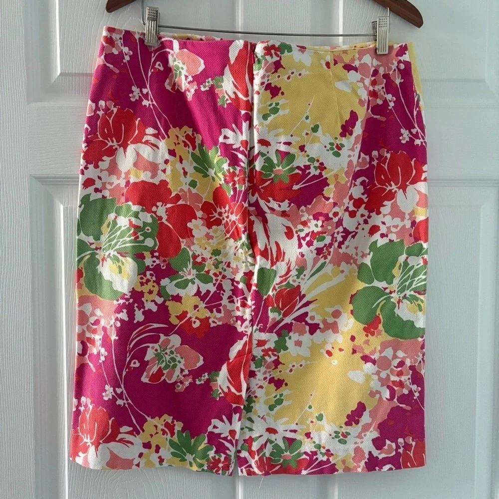 Talbots Pink, Red, Green and Yellow Knee-Length Pencil Skirt